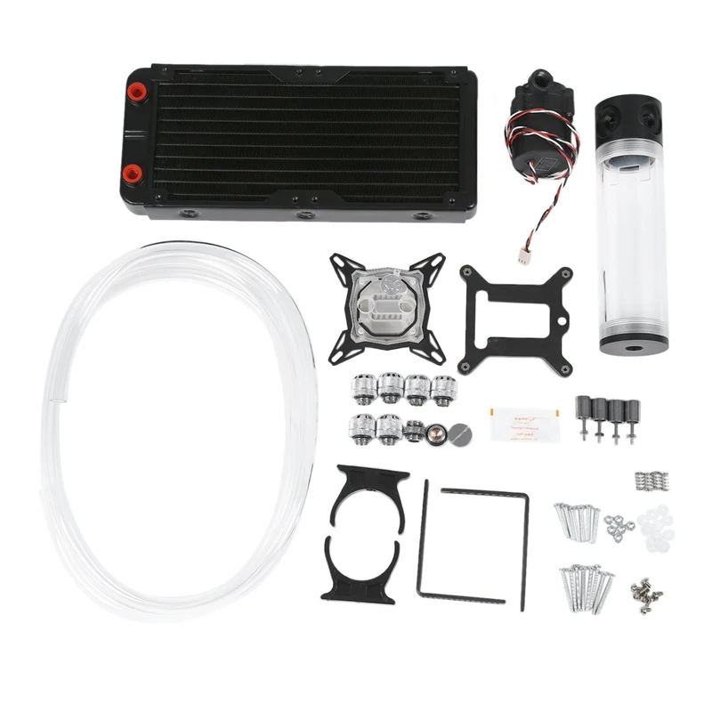 

Pc Cpu Overclocking Water Cooling System Set 240B Radiator + Sc600 Pump + 190Mm Tank + 2M Tube + Cpu Block With Total Fitting Fo