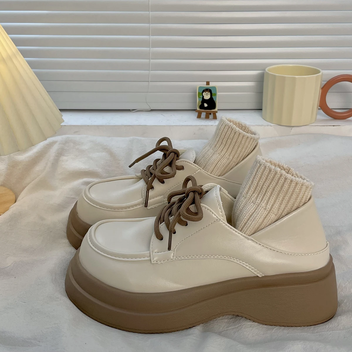 

Новинка, зимняя обувь в стиле "Лолита", милая обувь на массивной платформе с мехом, обувь для девушек в колледже «Мэри Джейн», Женская обувь в японском стиле JK, женские ботинки