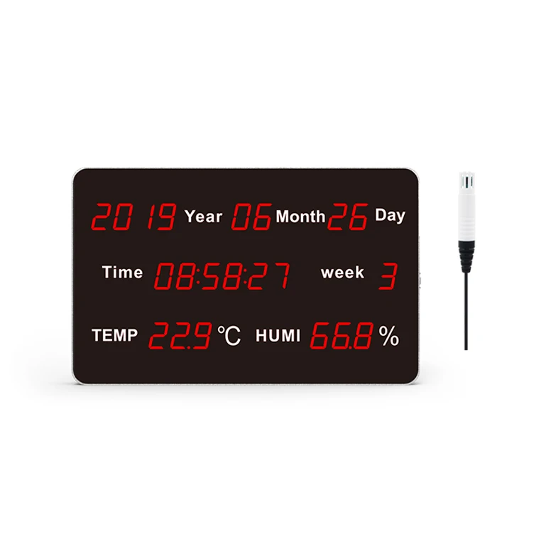 

Large LED Screen Wall Clock with Thermometer Hygrometer