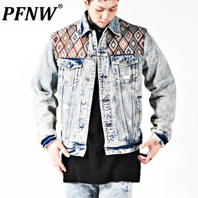 

Мужская джинсовая куртка PFNW, изношенная повседневная куртка в американском стиле, в стиле хип-хоп, с вырезами и пэчворком, весна-осень, 28A1006
