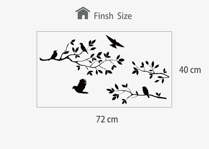 

Настенная наклейка MOONBIFFY Черные птицы на ветке