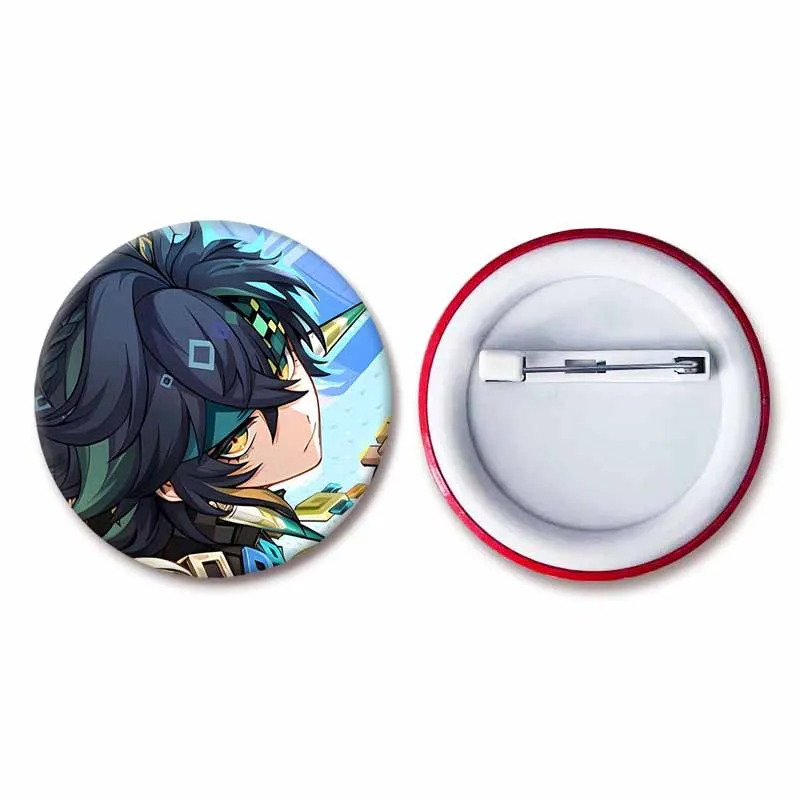 Фото Genshin Impact Pins Поп-игра Фигурка Kaeya Kaveh Itto Kirara Cyno Wanderer Mika Razor Xiao Значок Круглые броши для рюкзака Обувь №3
