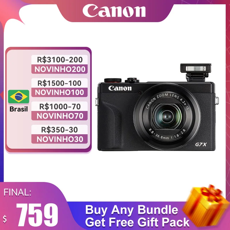 Портативная маленькая цифровая камера Canon PowerShot G7X Mark III оптический зум с большой