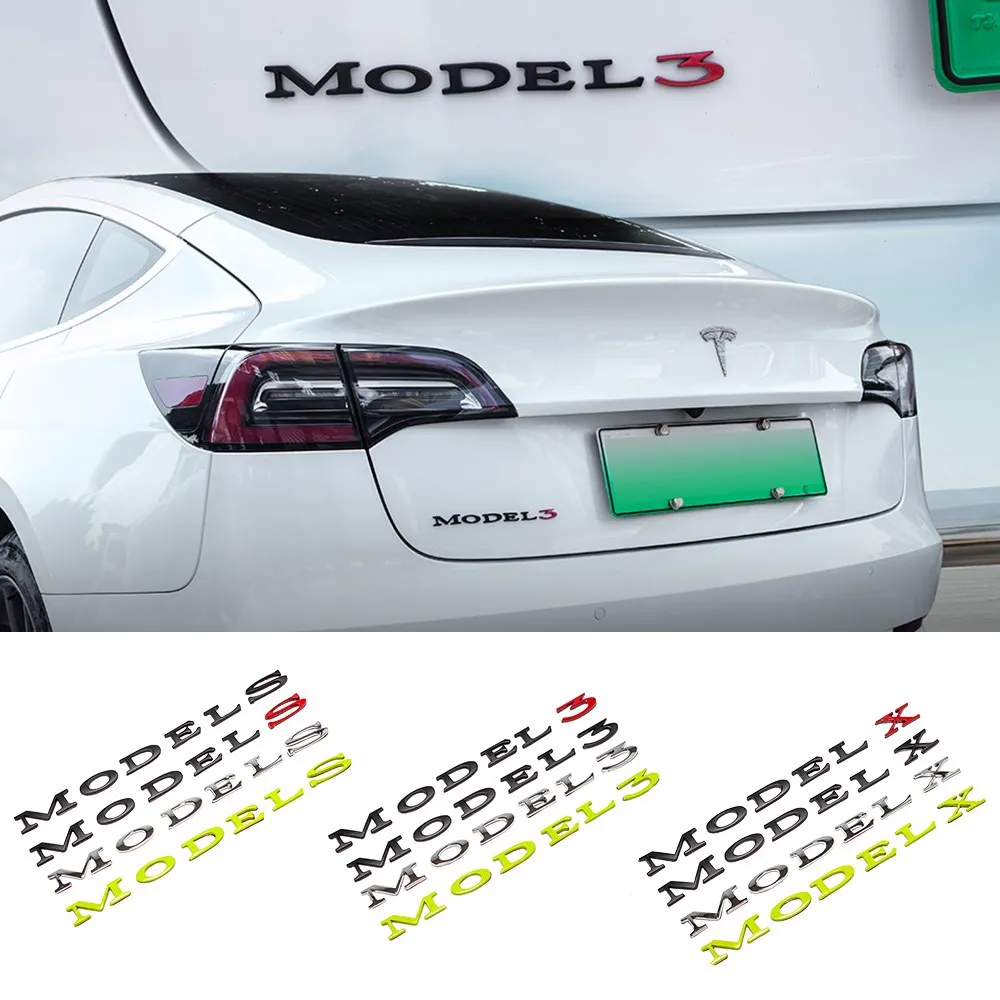 

New 2021 Model3 Car Sticker For Tesla Decals Model 3 S X Y Accessories Letter Label Three Logo Emblem Badge Accessory 2022 2021