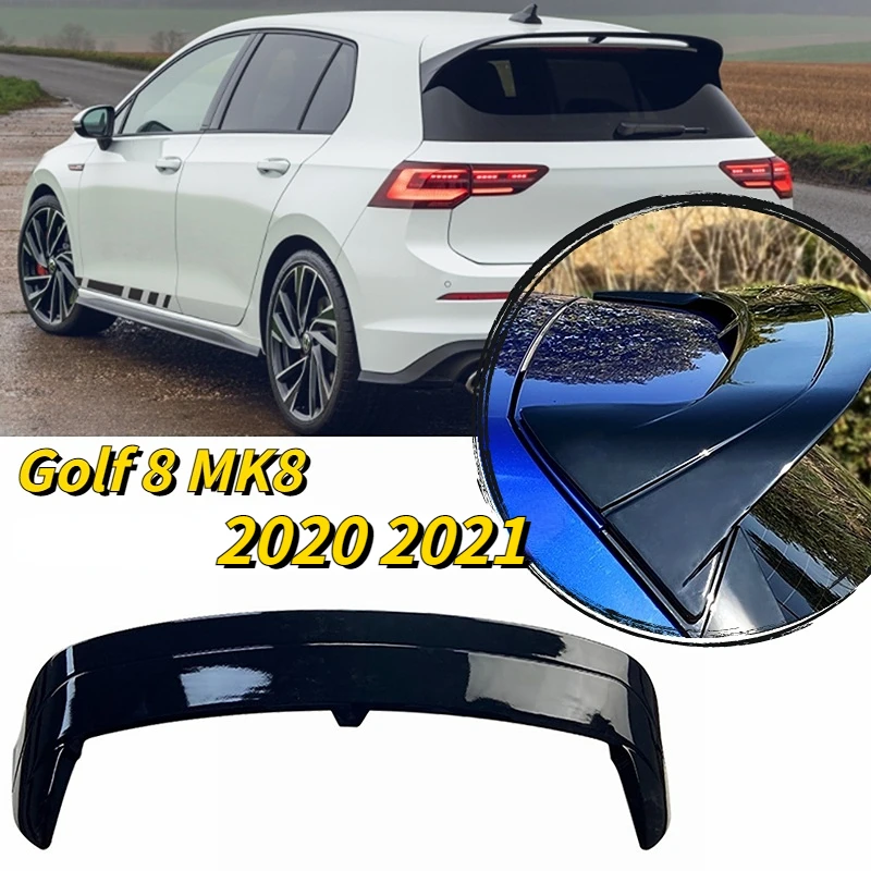 

Автомобильный задний спойлер на крышу для VW Golf MK8 2020-2021 в стиле CS, сплиттер, окно, крыло для Volkswagen Golf 8 20-21, углеродный/глянцевый черный