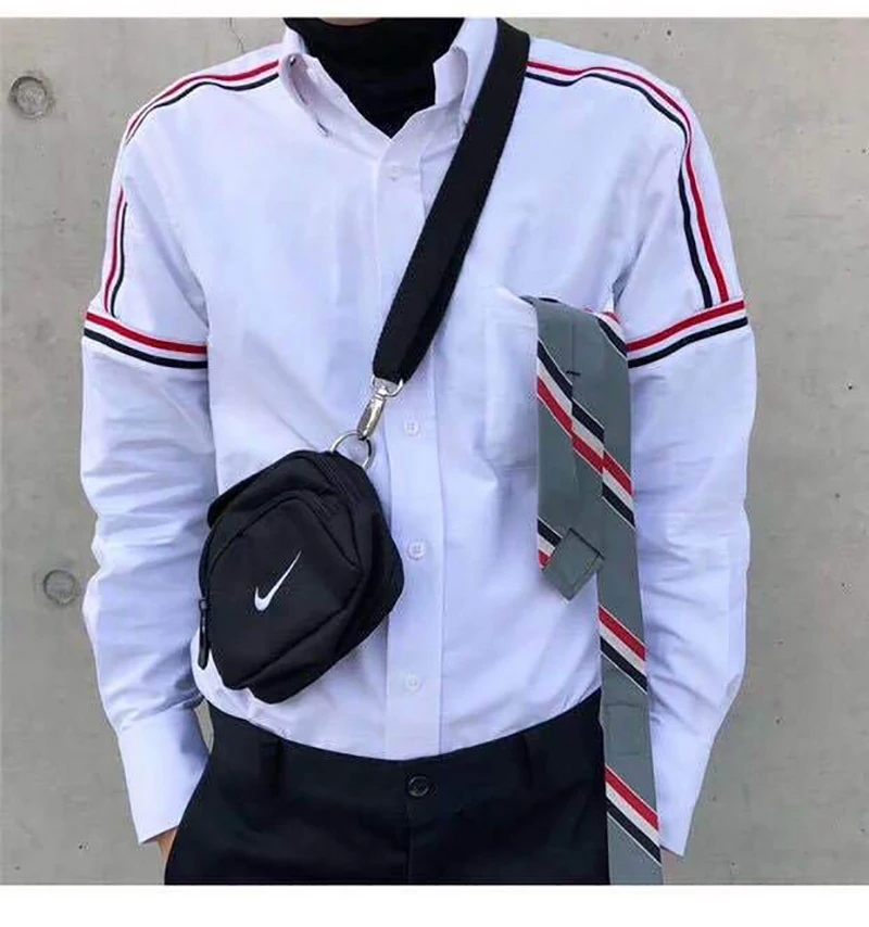 

TB THOM Shirts Men's RWB Striped Shoulder Sleeve Clothing Fashion Casual Quality Cotton Oxford Long Sleeve Business TB Blouse