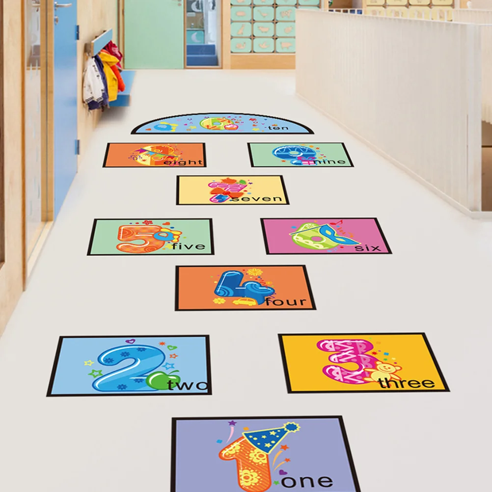 

1 Set Removable Floor Stickers Self-adhesive Floor Decals Kindergarten Cartoon Decals