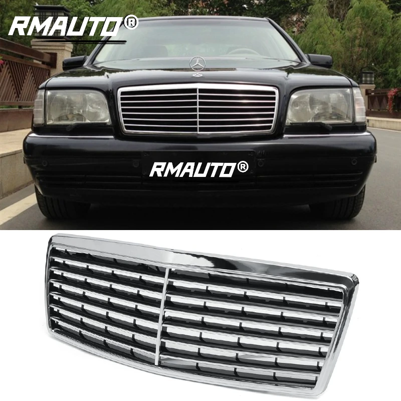 

RMAUTO Car Front Bumper Grill Grille Chrome Silver For Mercedes Benz W140 S Class 1994-1999 Car Body Styling Accessories
