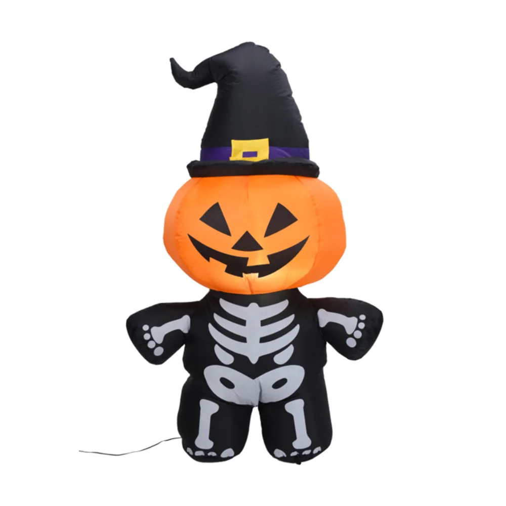 

Halloween Inflatable Pumkin Skeleton Ghost with Witch Hat LED Luminous Inflatable Toy Halloween Decoration Prop for Home Garden