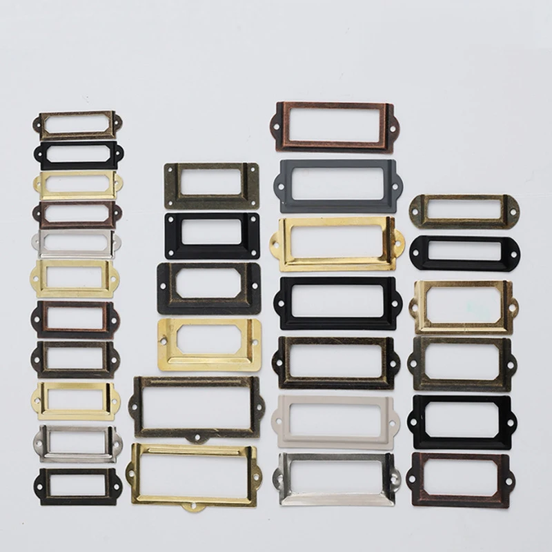 

Vintage Label Holder Antique Library Card File Cabinet Name Tag ID Plates Frame Retro Hardware