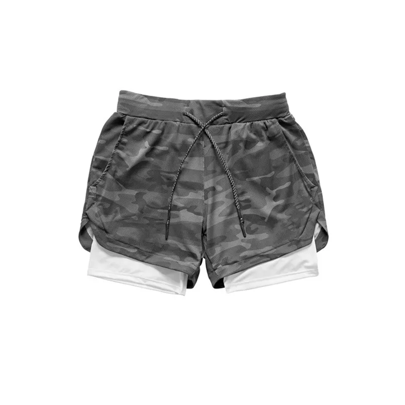 

2022 Camo Running Shorts Men 2 In 1 Double-deck Quick Dry GYM Sport Shorts Fitness Jogging Workout Shorts Men Sports Short Pants