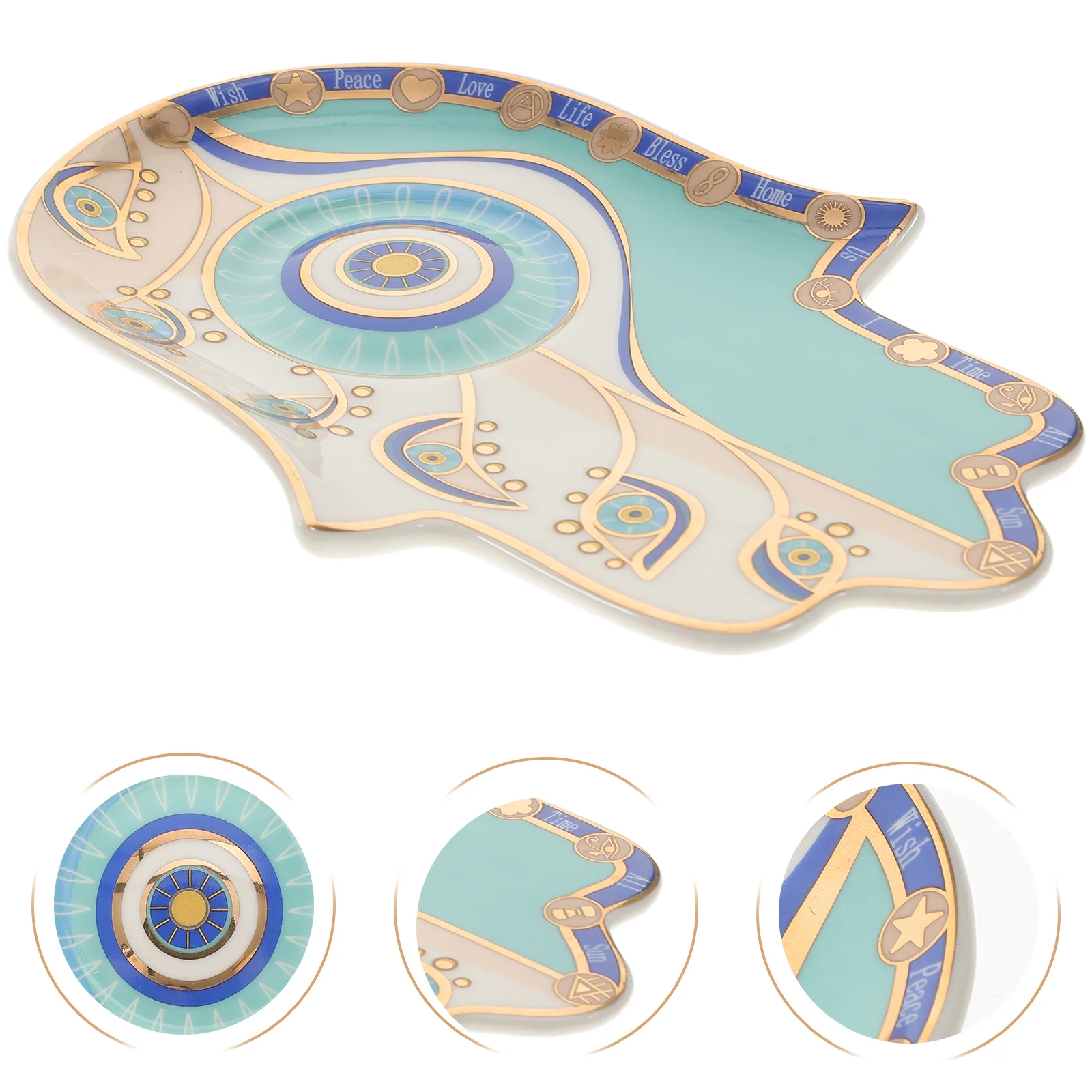 

Evil Eye Entryway Tabletop Hand Shape Ceramic Decorative Trinket Tray Keys Tray Trinket Dish Storage Tray