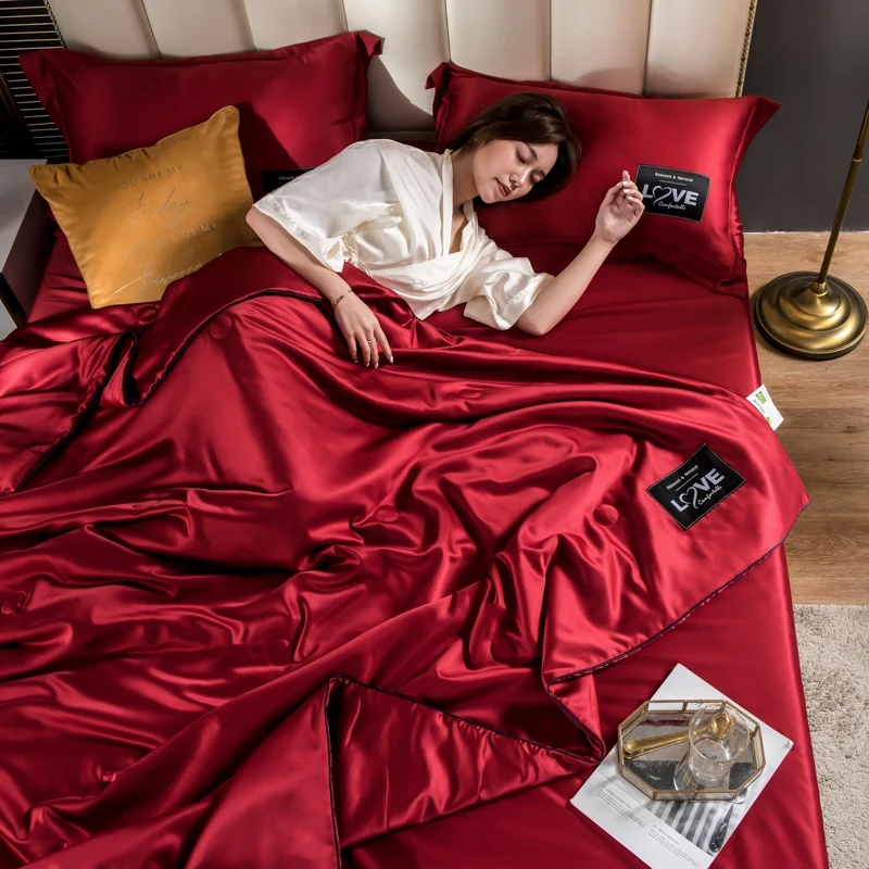 Летнее крутое атласное вискозное тонкое одеяло WOSTAR плед для сна покрывало