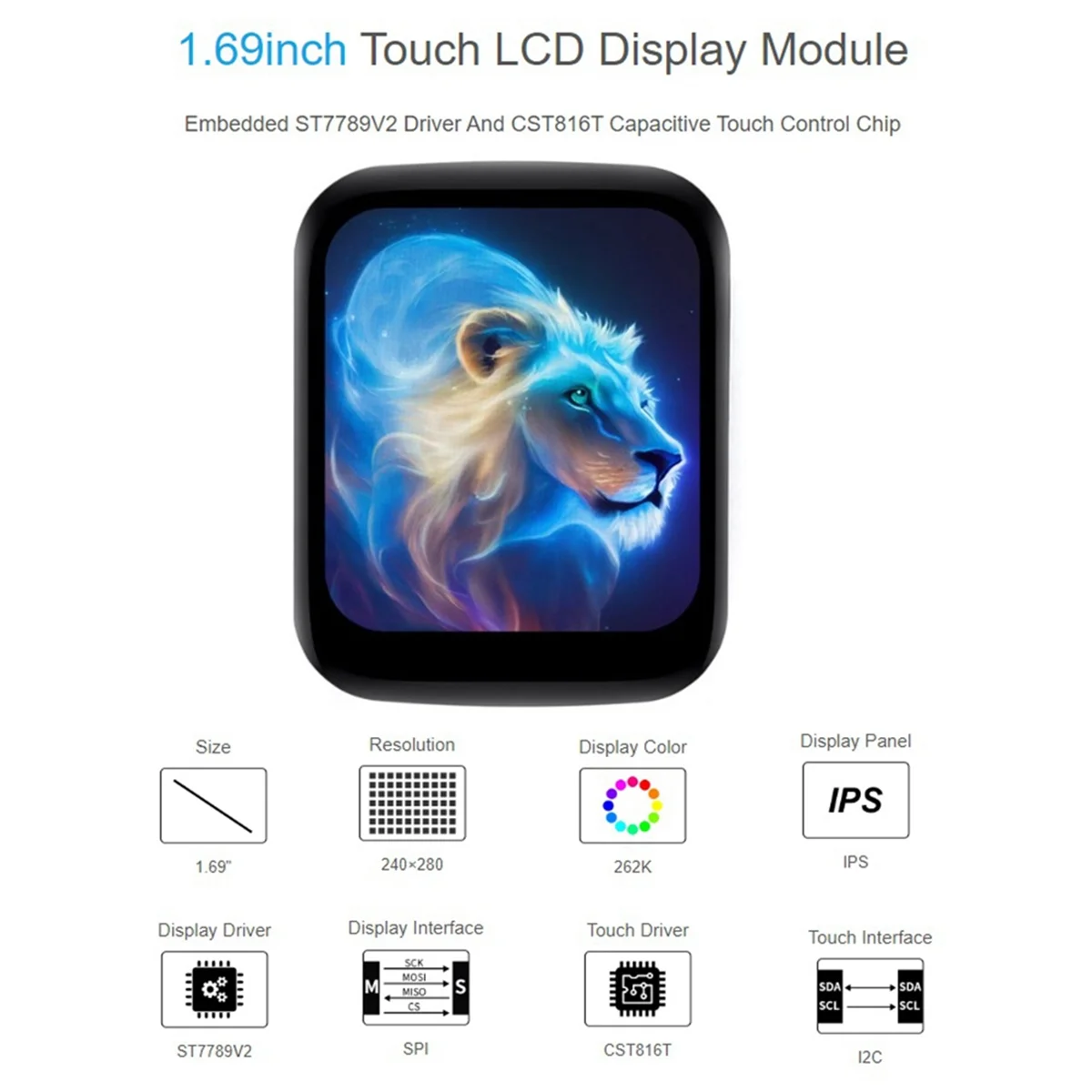 Модуль круглого ЖК-дисплея 1 69 дюйма с сенсорной панелью ЖК-дисплеем микротипа