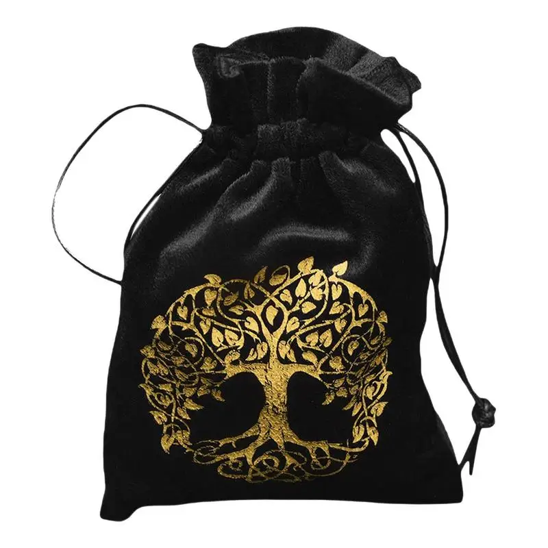 

Velvet Tree Of Life Skeleton Tarot Oracle Cards Storage Bag Runes Witch Divination Accessories Jewelry Dice Drawstring Package