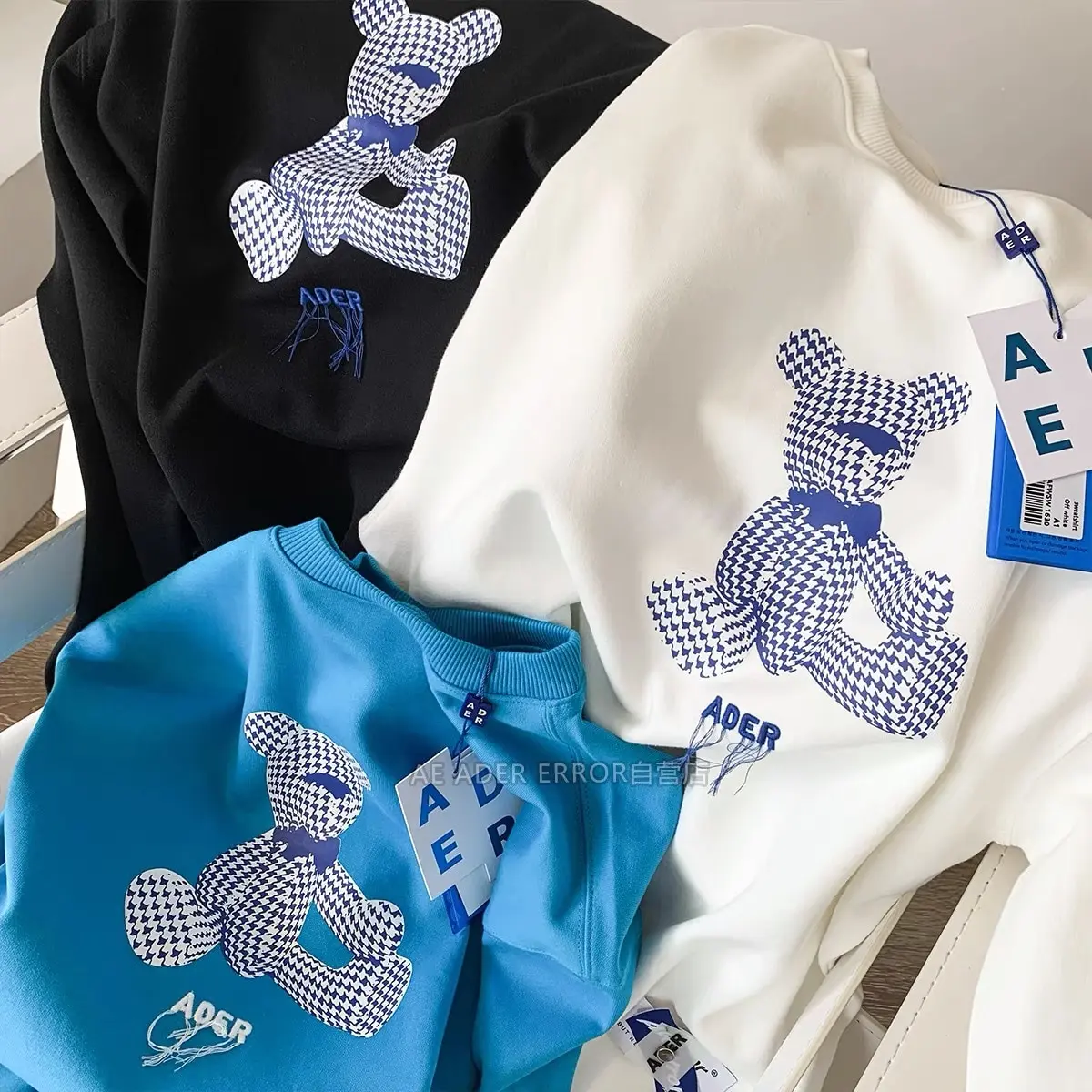 

ADER ERROR Sweatshirt Unisex Autumn Korean High Quality 1:1 Fashion Long Sleeve Pullover Printed Building Blocks Bear Loose Top
