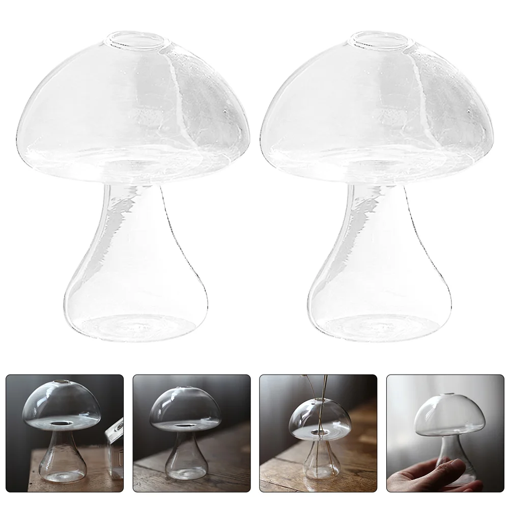 

Vase Flower Mushroom Planter Hydroponic Table Terrarium Floral Decorative Vases Clear Pot Desktop Shaped Arrangement Hydroponics