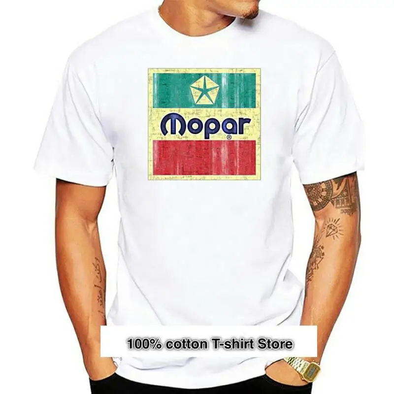 

Mopar Viii-Camiseta estampada de algodón, camisa redonda de manga corta y larga