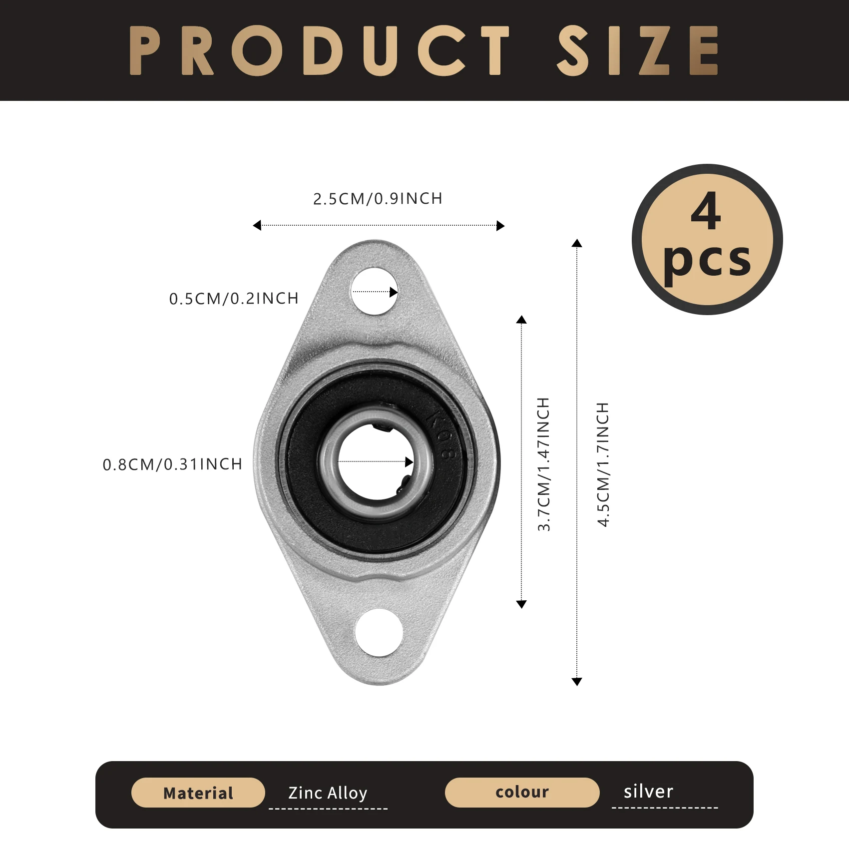4 шт. Kfl08 опорный подшипник диаметром отверстия 8 мм из цинкового сплава