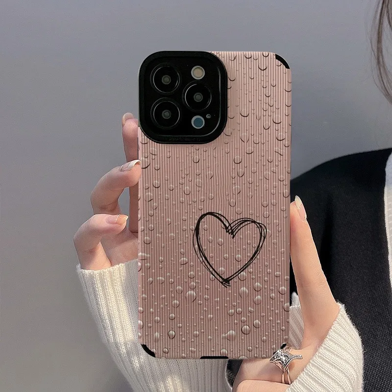 

Raindrops Love Heart Pattern Phone Case For iPhone 14 13 12 11 Pro Max 14plus X XR XS Max 12 13 Mini X XR XS Max 7 8 Plus Cover