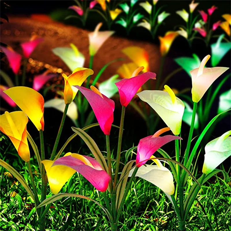 Светодиодный светильник с цветком лилии на солнечной батарее уличная лампа для