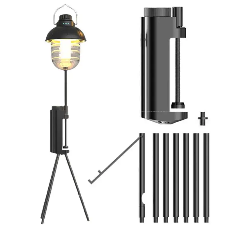 

Detachable Aluminum Alloy Camping Lantern Lamp Hanger Portable Ultralight Light Holder Outdoor Table Hanging Fixing Stand Set