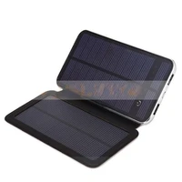 3w 10000mah mobile phone charger rechargeable battery with 2 solar panels portable power bank pack for cell phones