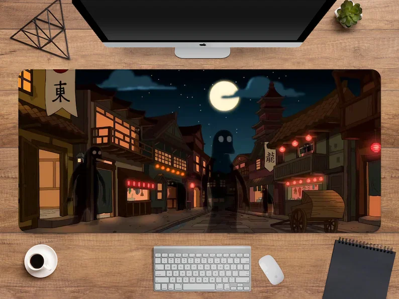 

Anime Desk Mat Tokyo Street, Japanese mousepad xl, cute extra large gaming mouse pad xxl, beige lo fi lofi Aesthetics scenery ci