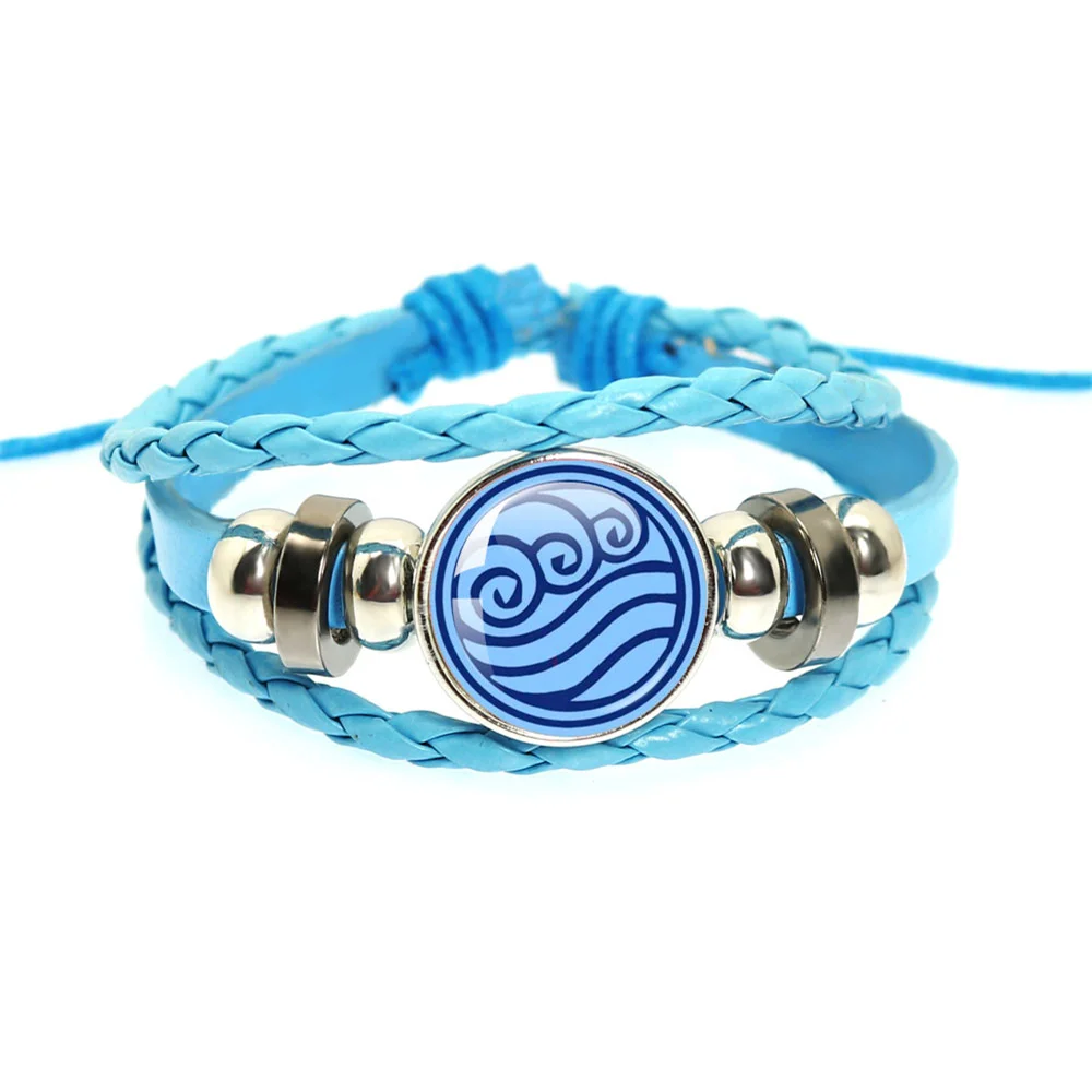 Браслет из кожаного шнура The Last Airbender Fire And Water Tribe элементы воды земли огня и