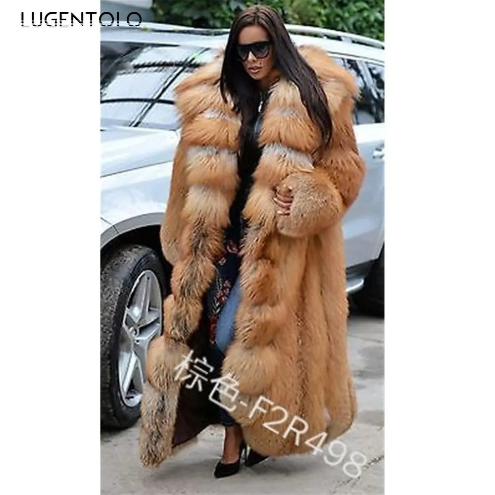 Women Long Faux Fur Coat Large Size 2022 Winter Loose Fashion Warm Thick Hoodie Long Sleeve Casual Fashion Womens Coats