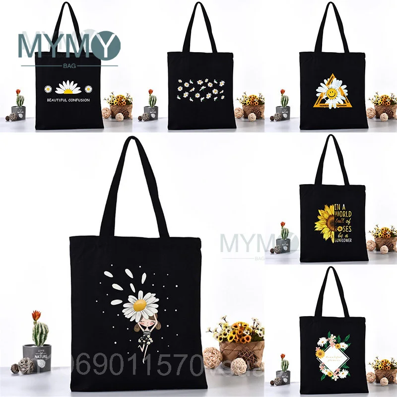 

Women Shoulder Bag Canvas Bag Harajuku Shopping Bags 2020 New Fashion Casual Handbags Grocery Tote Girls Daisy Printing