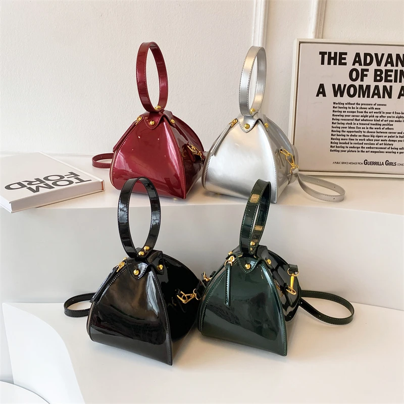 Patent Leather Handbags for Women 2023 New Shiny Fashion Shoulder Bag Ladies Unique Design High Quality Luxury Female Bag Small