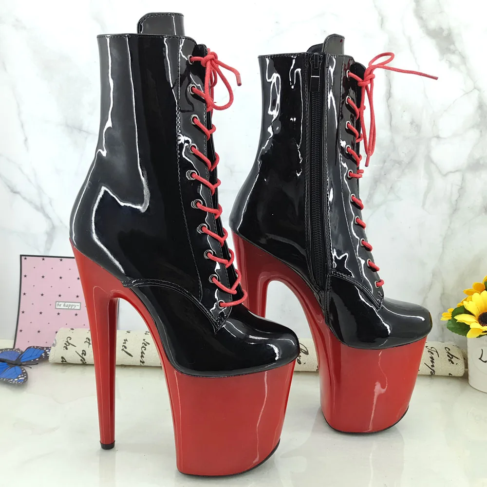 Leecabe RED platform with Black patent upper 20CM Pole Dance shoes