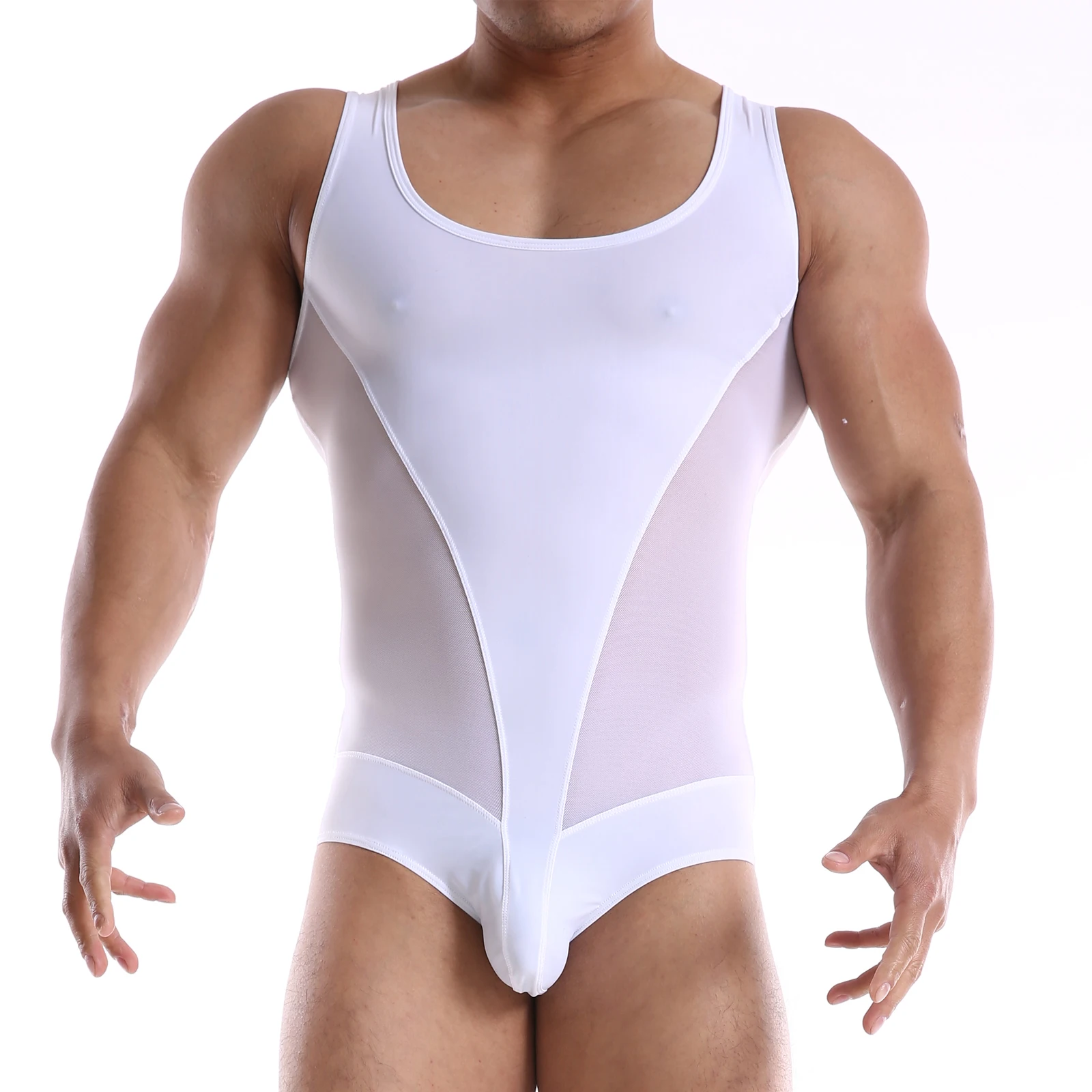 

Sexy Mens Undershirts Workout Fitness Muscle Bodysuits One-Piece Jumpsuit Gym Sport Wrestling Singlet Leotard Slim Vest Rompers