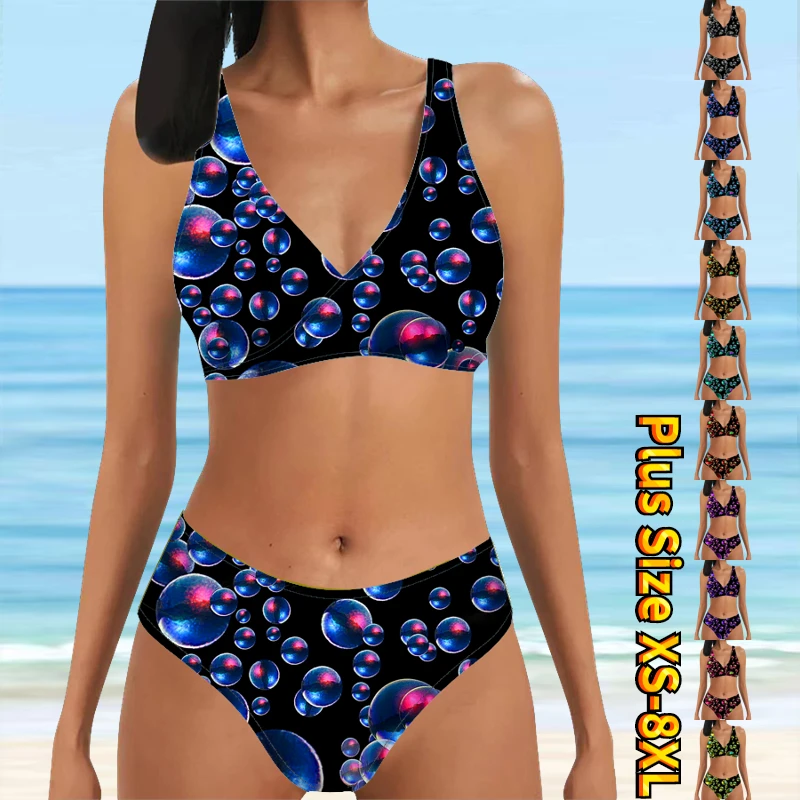 

Новинка лета 2023, женская мода, пляжный купальник, женский купальник из двух частей, женский купальник бикини с принтом