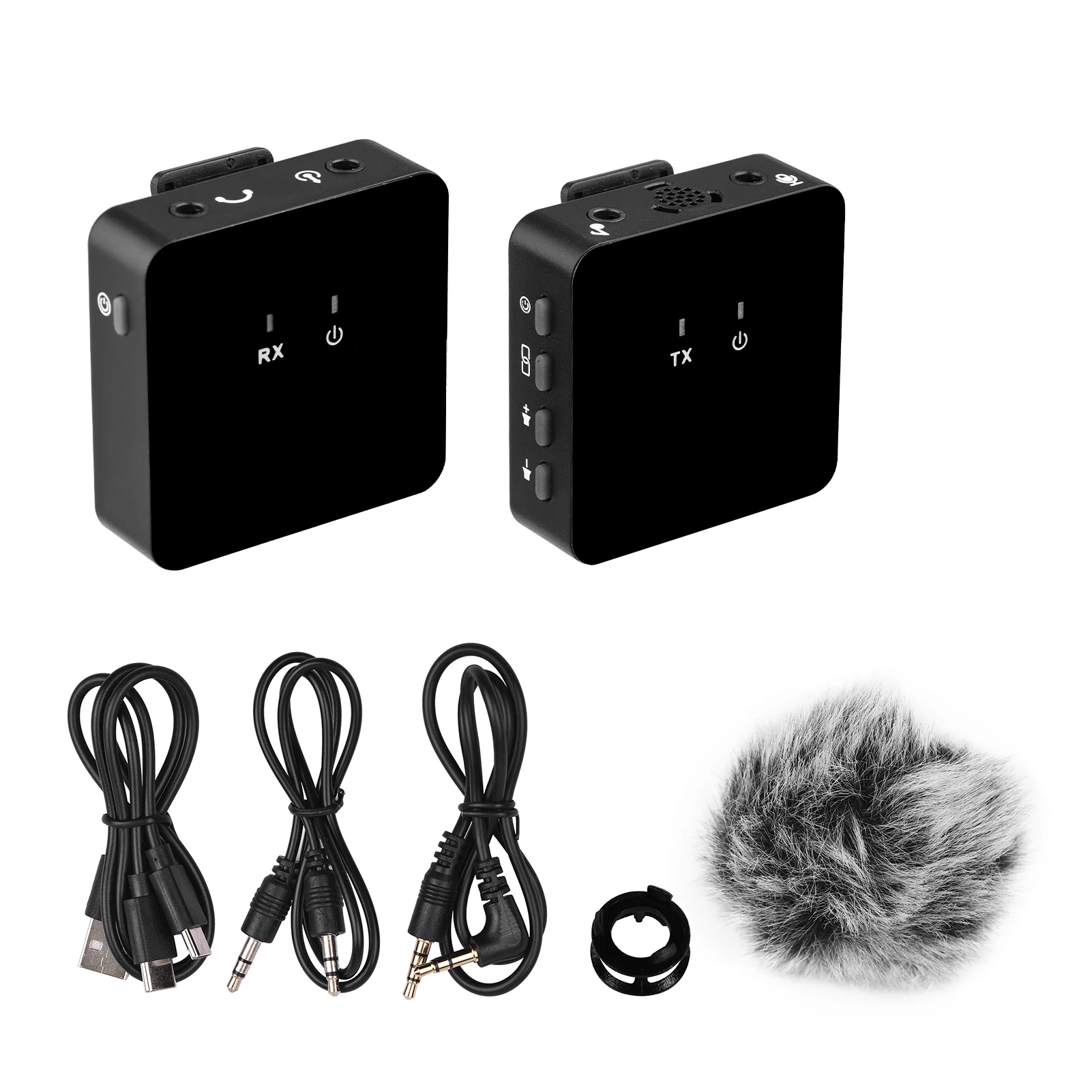 

UHF Wireless Lapel Clip-on Microphone with Transmitter & Receiver & Windscreen for Interview Live Show Vlog Shooting Teaching