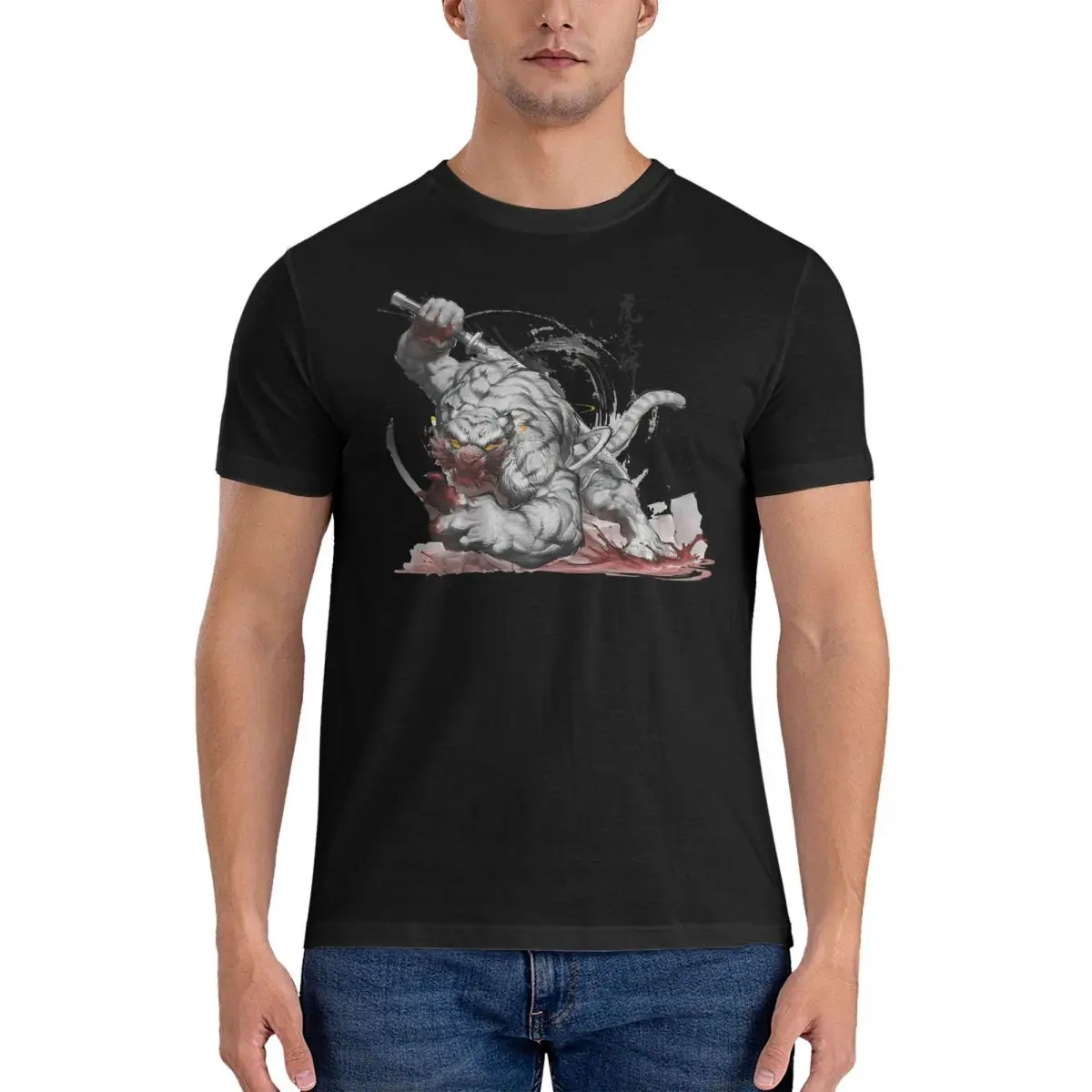 Мужская хлопковая футболка с коротким рукавом круглым вырезом