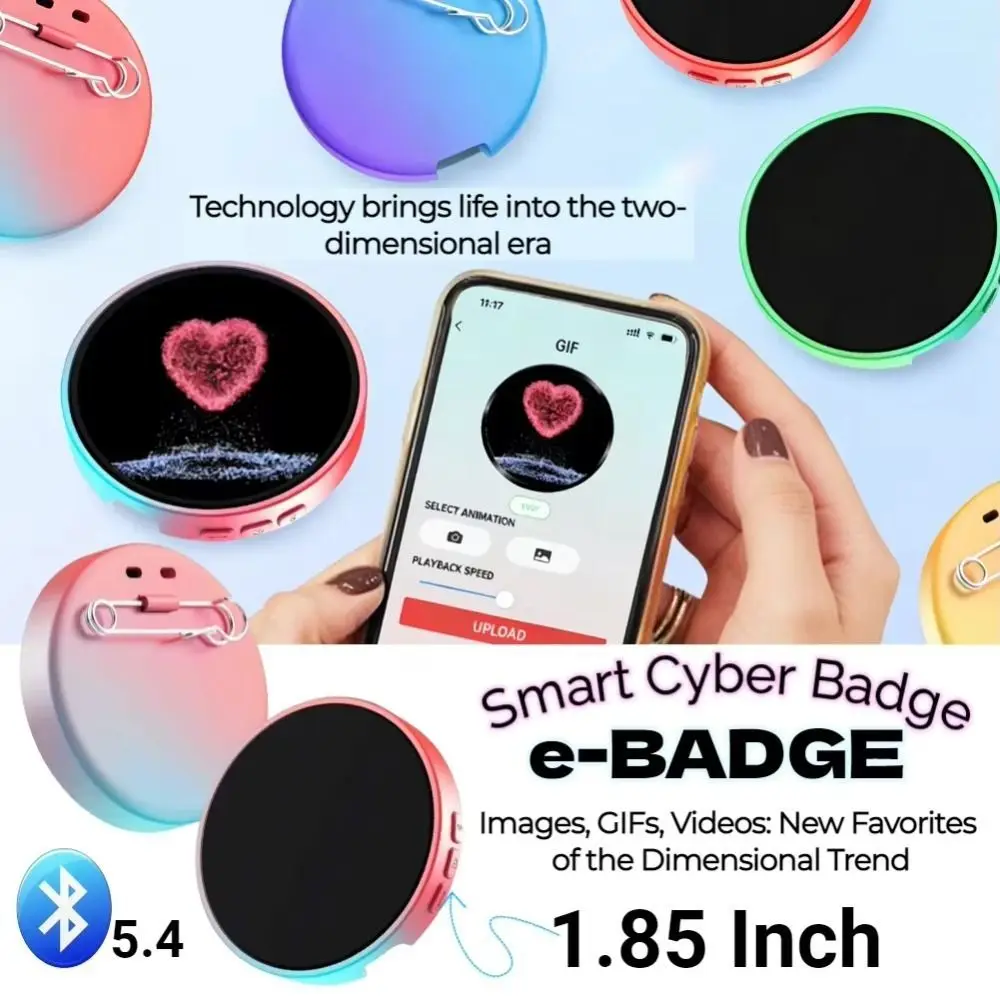 Фото Умный Bluetooth-бейдж с электронным дисплеем, управлением через приложение, изменением изображений, аниме-бейдж, двухмерный LED-бейдж с видео 3S №4