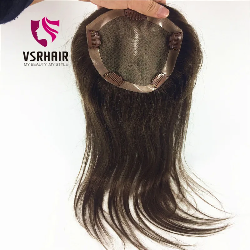 

Vsrhair 15*15 Silk Base Hair Topper For women 18" Swiss Lace Jewish Half Wig Natural Human Hair Topper For Hair Loss Women