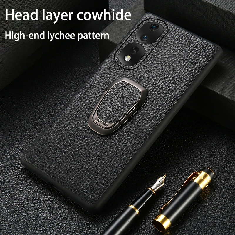 

Leather phone case for Honor 80 Pro Full protective Lychee print phone case For honor 80SE 70 60 50 Pro plus stents back cover