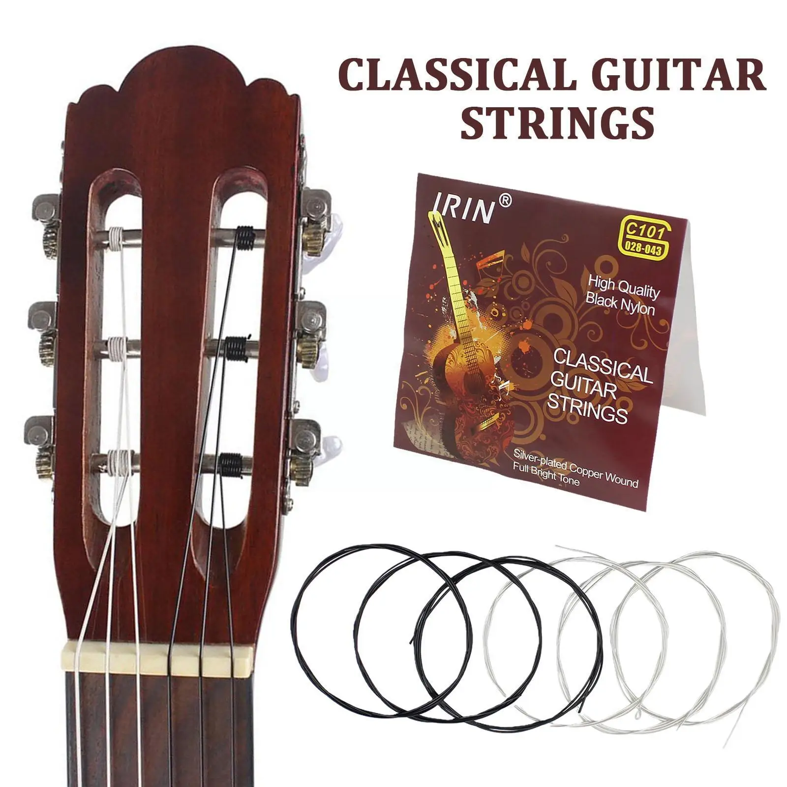 

6 Pcs/1 Set Classic Guitar Strings Nylon Guitar Strings Accessories Guitar Instrument Classic Rope Guitar X5s4