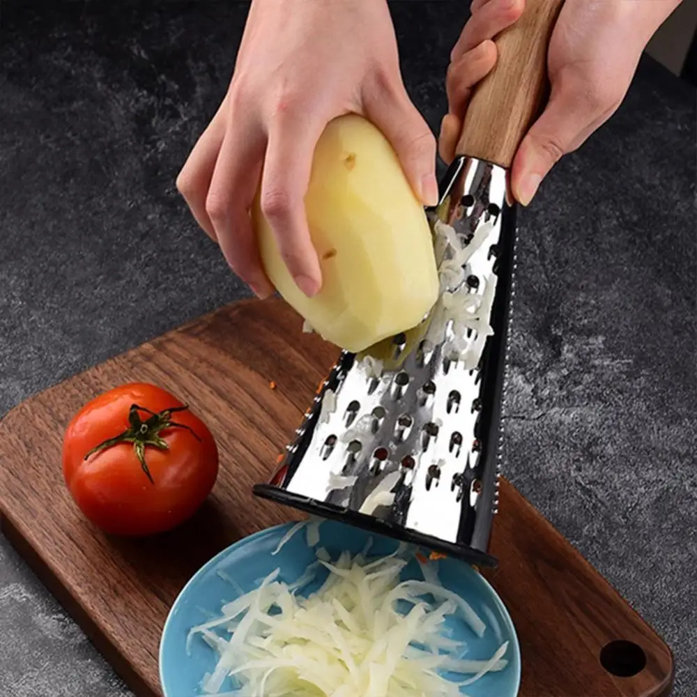 

Creative Three-sided Cone Fruit Vegetables Grater Garlic Grinder Slicer Manual Food Processor Wooden Handle Kitchen Accessories
