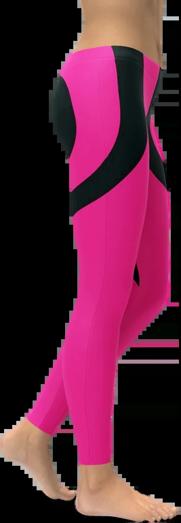 Женские леггинсы для занятий йогой черные в форме сердца розовые с 3D принтом