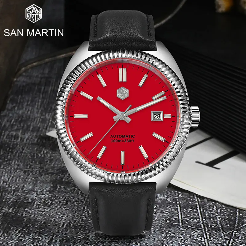 

San Martin 40 мм оригинальный дизайн повседневный спортивный стиль эмалевый циферблат YN55 Роскошные Мужские автоматические механические часы сапфир 10ATM BGW-9