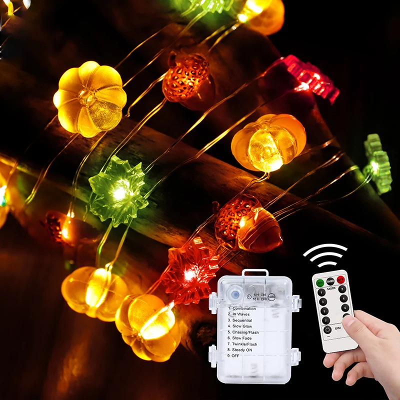 

Halloween Thanksgiving Decoration 3D Pumpkin Maple Leaf Acorn Light Strings 30 30 LED 3D Halloween Thanksgiving Decoration