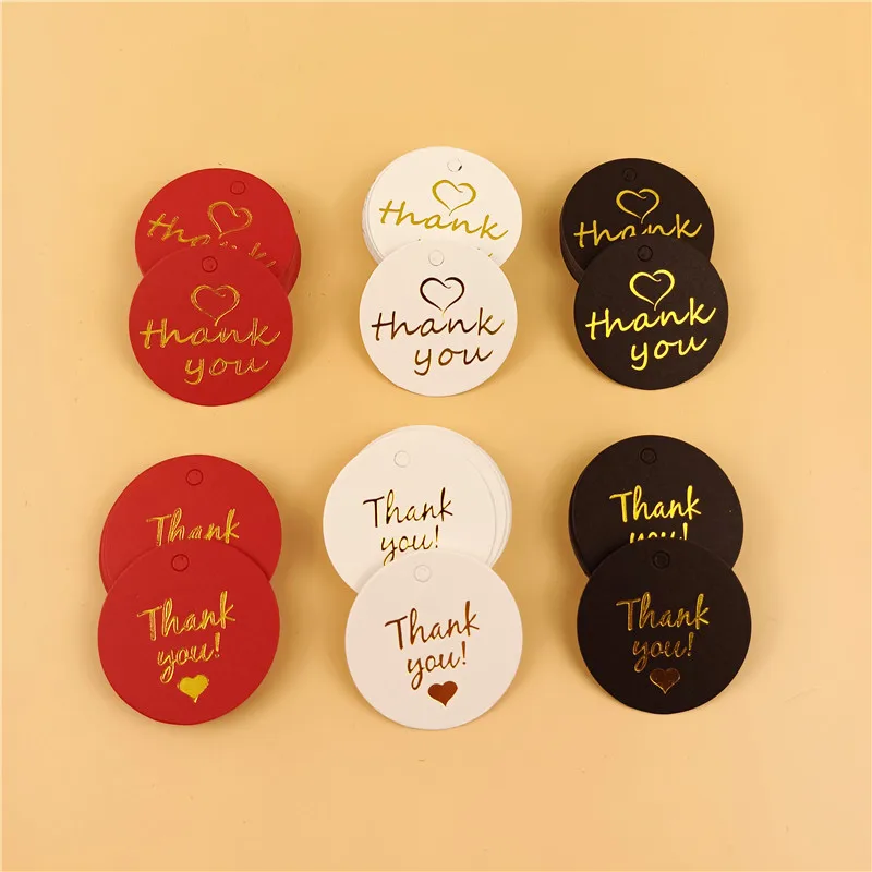 

100pcs/Lot Gold Thank You Hang Tags for Handmade items With 20m Hemp Strings Personalized Wedding Labels Gift Card Wholesale