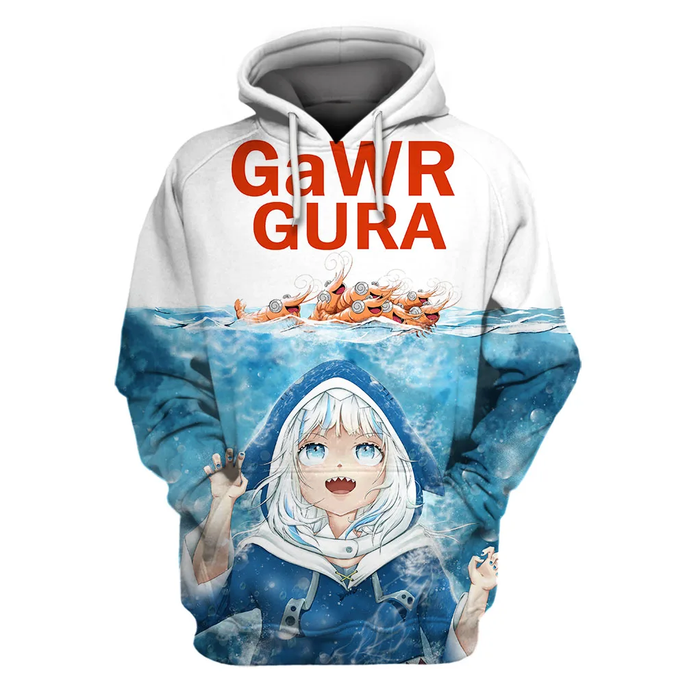 

LIASOSO 3D Print Hoodies Men Hololive English VTuber Gawr Gura Casual Hooded Full Sweatshirt Camisa Anime Pullover Cartoon Coat