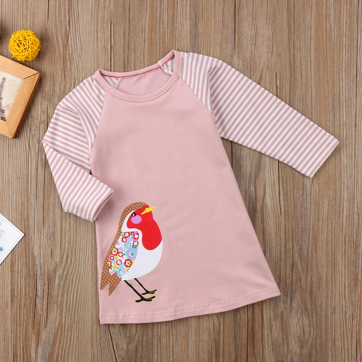 

1pcs/lot Kids Baby Girl Print Horse Bird cotton dress Princess Birthday Party cartoon Dresses Kids Clothes