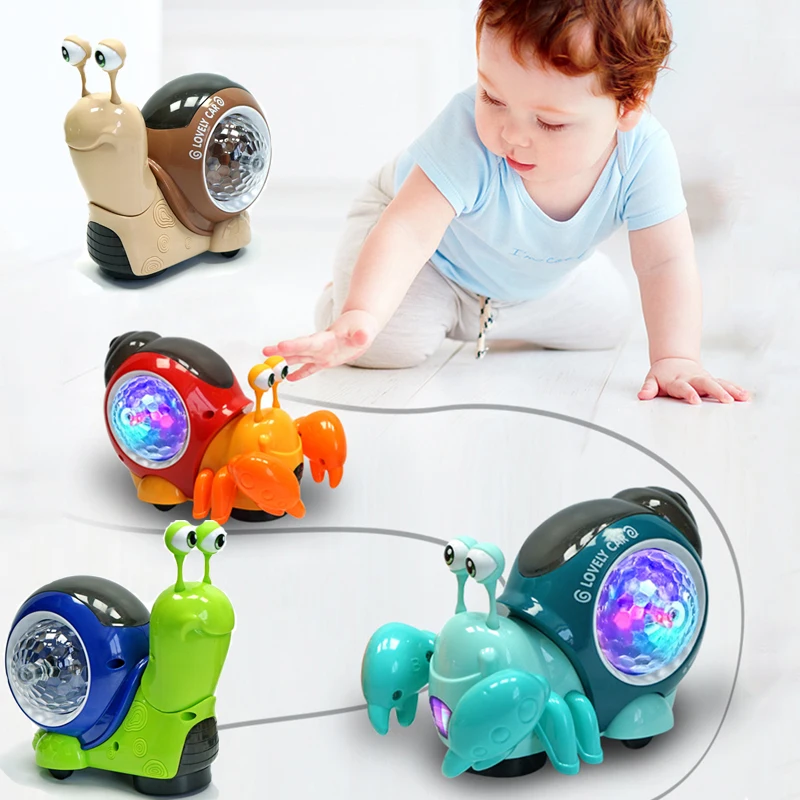 

Baby Crawling Toy Electric Pet with Music Led Light Up Musical Toy Interactive Sensing Crab Crawling Walking Moving Children Toy