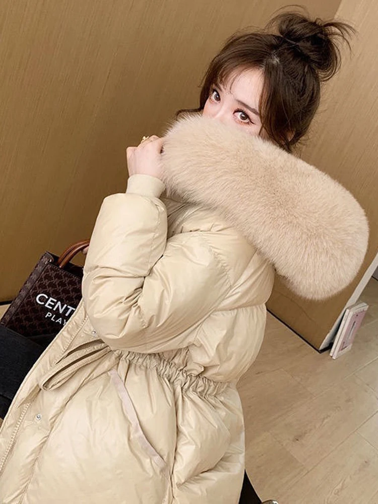 2023 Korea Fashion Cotton Padded Jacket Parka Big Fur Collar Winter Down Jacket Women Thick Warm Parkas Female Outerwear enlarge